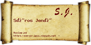Sáros Jenő névjegykártya